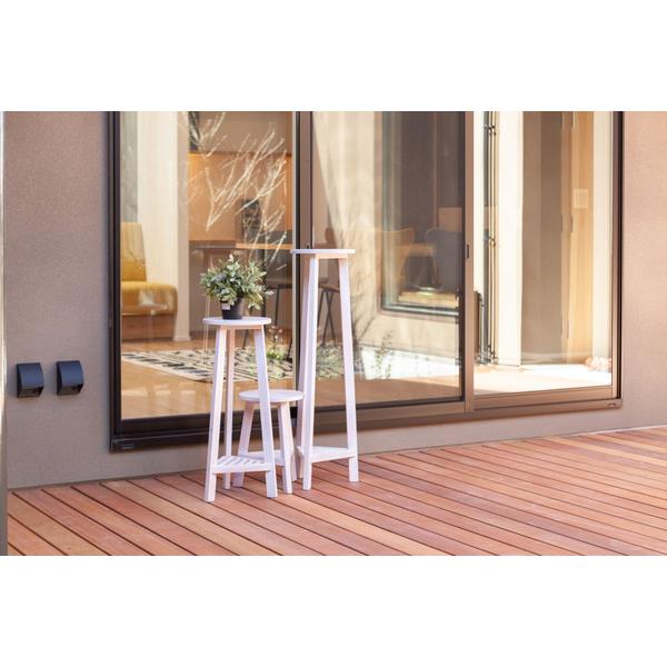 東谷　GUY-921WH　プランターベースSホワイト　プランターベース おしゃれ 花台 木製 丸型 円形 棚付き 北欧 ガーデニング 室内 | 東谷 | 13