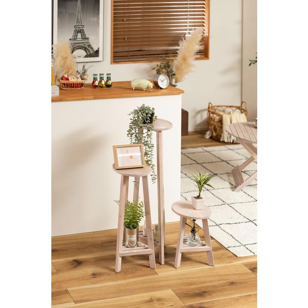 東谷　GUY-921WH　プランターベースSホワイト　プランターベース おしゃれ 花台 木製 丸型 円形 棚付き 北欧 ガーデニング 室内 | 東谷 | 02