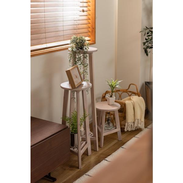 東谷　GUY-923WH　プランターベースLホワイト　プランターベース おしゃれ 花台 木製 丸型 円形 棚付き 北欧 ガーデニング 室内 | 東谷 | 07