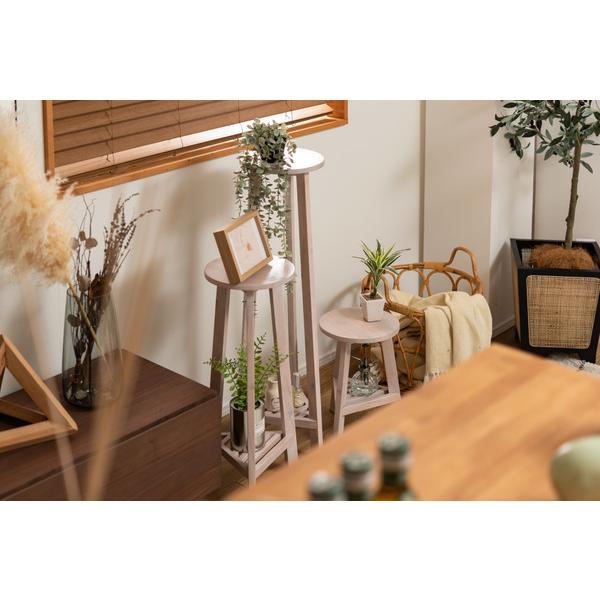 東谷　GUY-923WH　プランターベースLホワイト　プランターベース おしゃれ 花台 木製 丸型 円形 棚付き 北欧 ガーデニング 室内 | 東谷 | 08