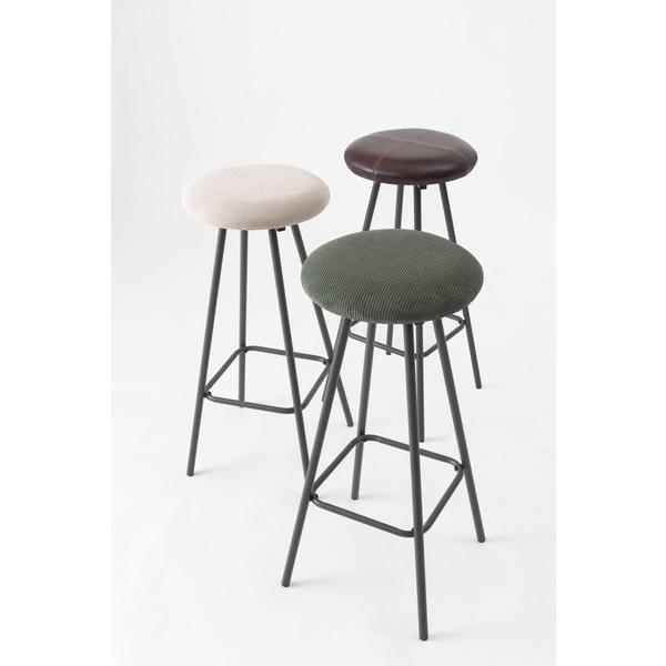 東谷 PC-19BR スツール ハイスツール 椅子 イス いす おしゃれ コーデュロイ スチール 軽量 軽い 丸型 丸椅子 円形  革 皮 ブラウン 茶色 ブラック 黒 | 東谷 | 03