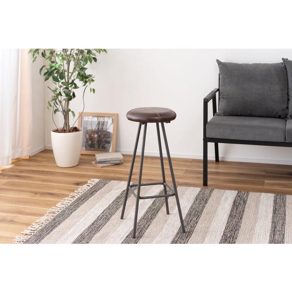 東谷 PC-19BR スツール ハイスツール 椅子 イス いす おしゃれ コーデュロイ スチール 軽量 軽い 丸型 丸椅子 円形  革 皮 ブラウン 茶色 ブラック 黒 | 東谷 | 07