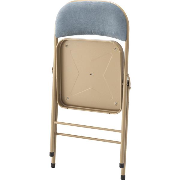 東谷　フォールディングチェア　PC-33BL　ブルー　チェア 折りたたみチェア チェアー 椅子 おしゃれ パイプ スチール 折りたたみ ベロア シンプル　軽量 軽い | 東谷 | 01