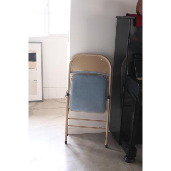 東谷　フォールディングチェア　PC-33BL　ブルー　チェア 折りたたみチェア チェアー 椅子 おしゃれ パイプ スチール 折りたたみ ベロア シンプル　軽量 軽い | 東谷 | 08