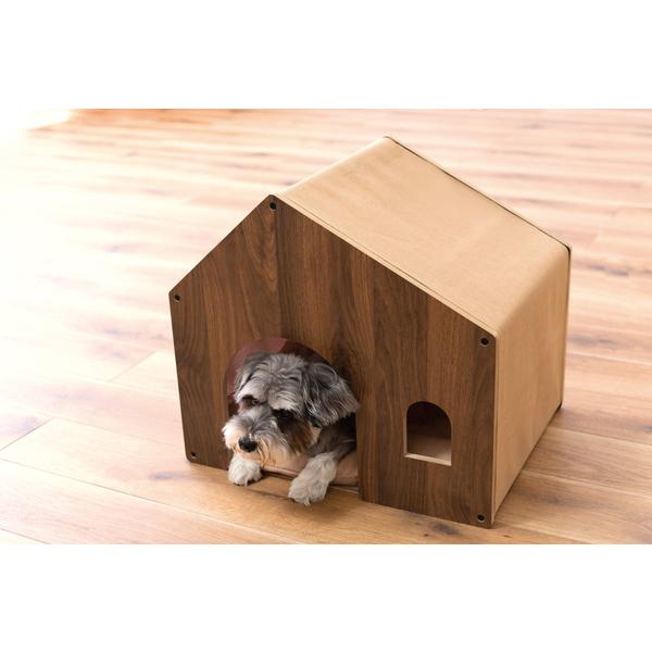 東谷 PET-122BR ペットハウス ペットベット 犬 猫 ペット クッション付き 屋根付き 天然木 木製 かわいい 収納 ブラウン　W50×D40×H45　3.0kg｜faast｜10