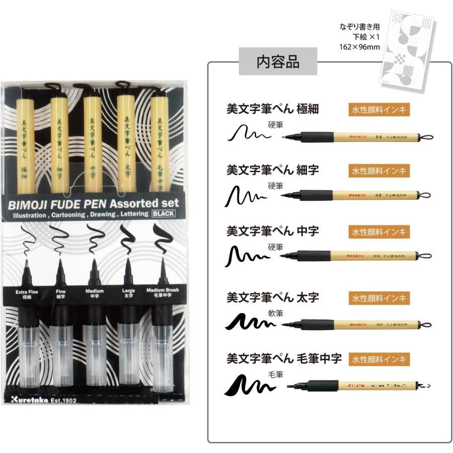 呉竹 筆ペン BIMOJI FUDE PEN ASSORTED SET XT/5V2　【全国送料無料】　郵便受けにお届け |  | 02