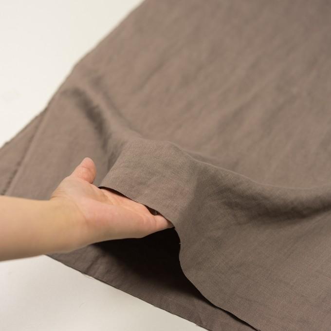 リネン×無地(モカブラウン)×サージ_全22色 : fab-fabric sewing studio