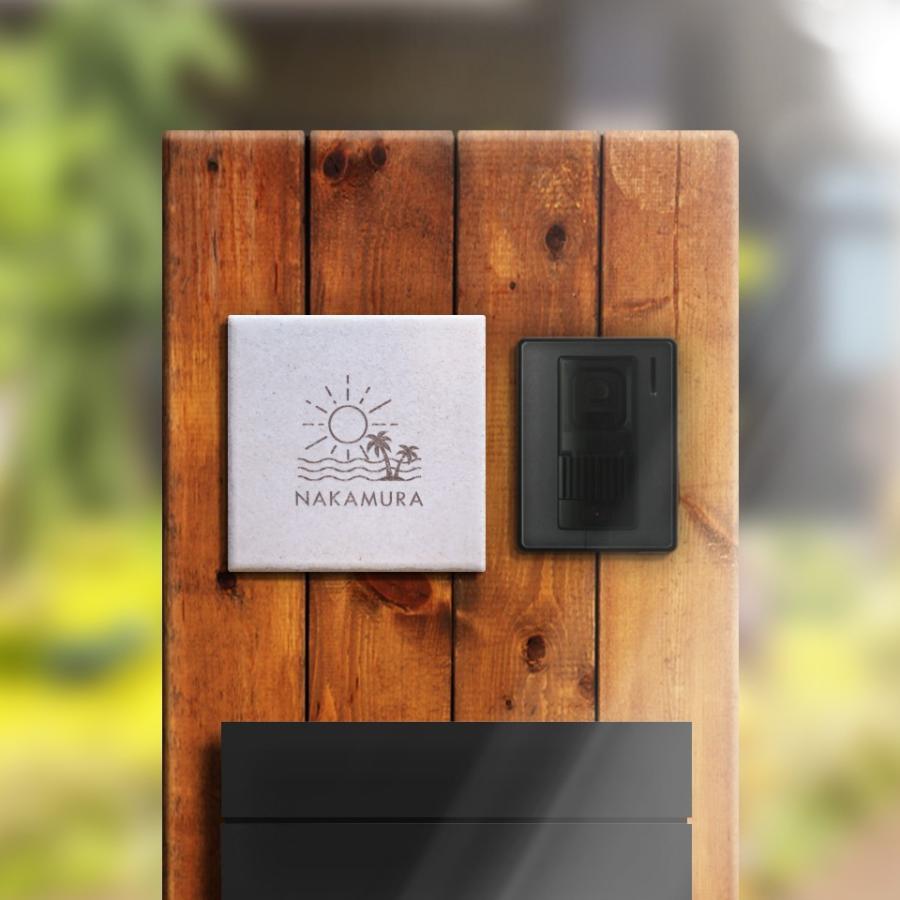 表札 おしゃれ 戸建て タイル 犬 二世帯 猫 正方形 住所 部屋番号 両面テープ 貼り付け 貼る マンション 屋外(tile-np01) | IDEA MAKER | 08