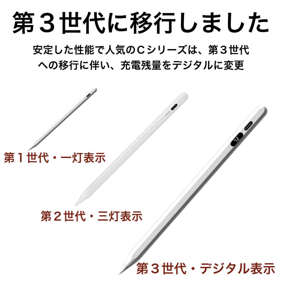 タッチペン D361・充電式残量デジタル表示 iphone ipad ペン ツムツム