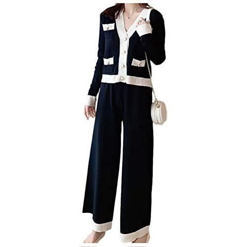 シオン セットアップ S オシャレ カーディガン ガウチョ ブラック レディース ワイドパンツ 非売品 ワイドパンツ