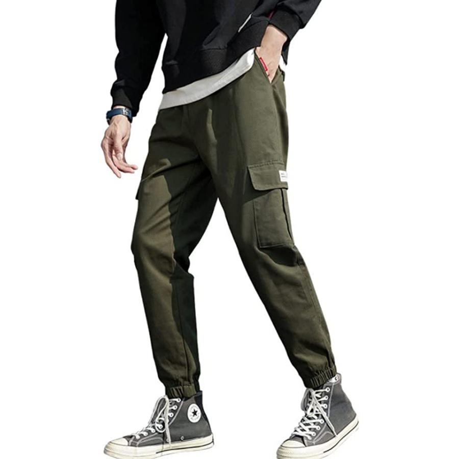 Cinq Chats サンクシャ カーゴパンツ イージーパンツ ジョガーパンツ ストレッチ カジュアル 綿 無地 春 メンズ 韓流ファッション 87 以上節約