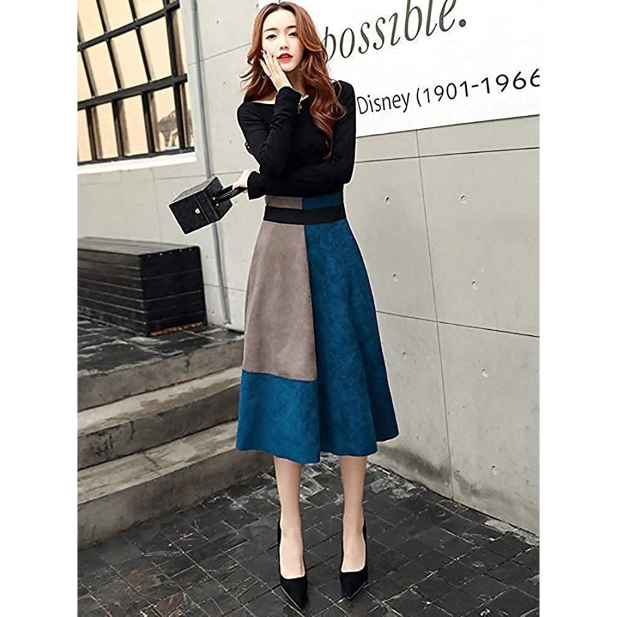 トップス スカート ベルト ３点セット セパレート ワンピース パーティードレス　ロングスカート 長袖ワンピース スウェード