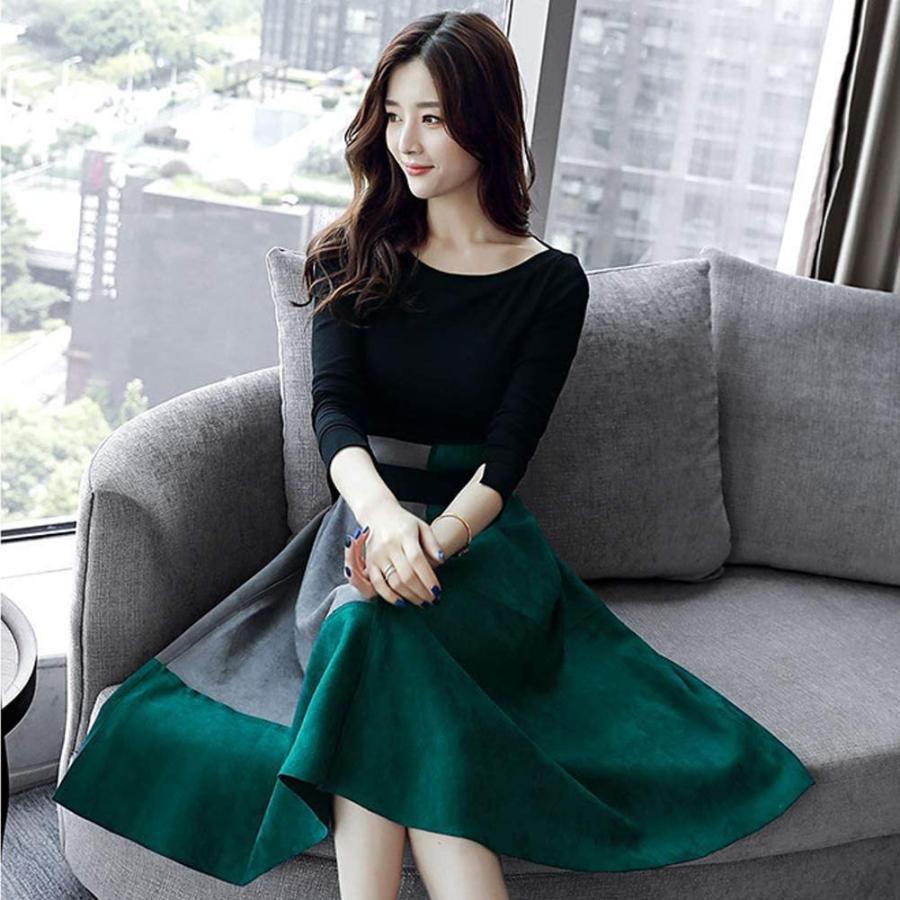 トップス スカート ベルト ３点セット セパレート ワンピース パーティードレス　ロングスカート 長袖ワンピース スウェード