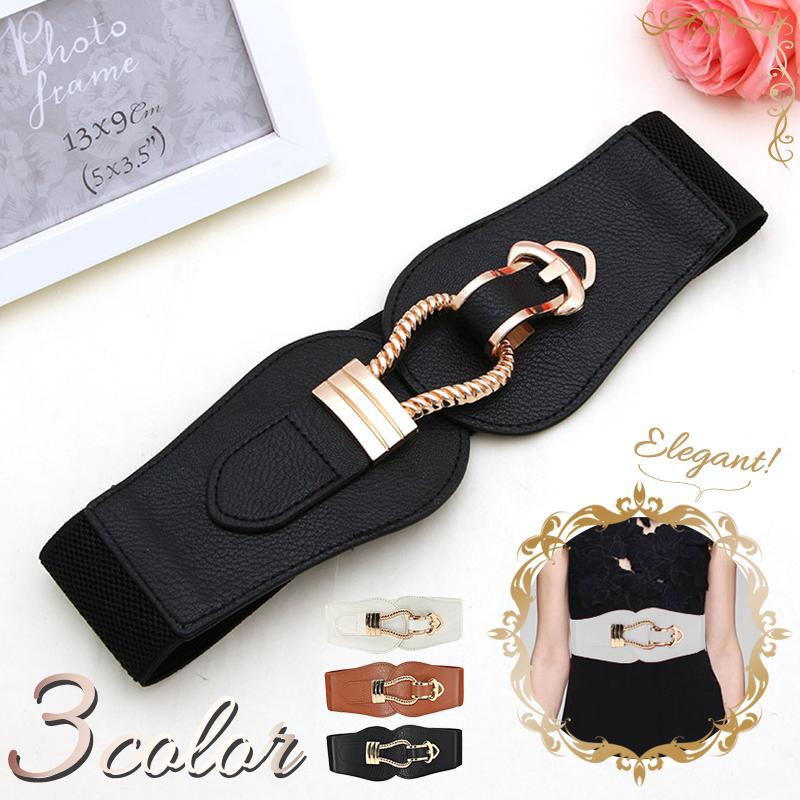 ベルト レディース 太い 太ゴムベルト 穴なし サッシュベルト 幅広