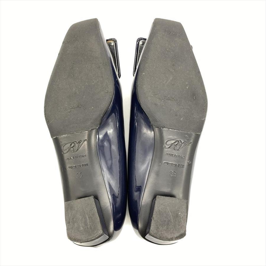 正規品 Roger Vivier ロジェヴィヴィエ  パンプス パテントレザー ネイビー 約22cm ローヒールパンプス ローファー フラットシューズの画像