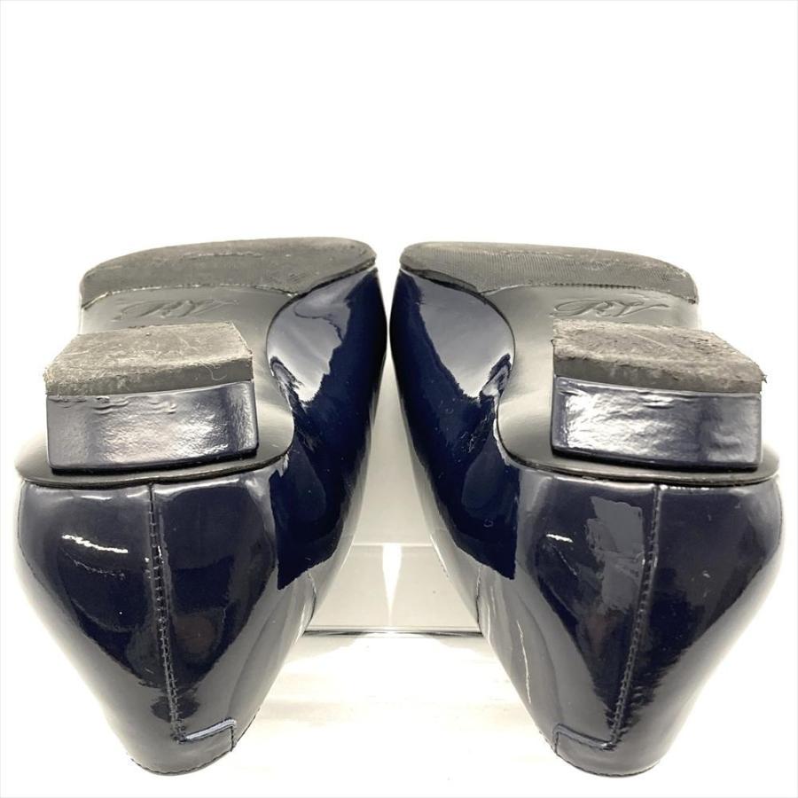 正規品 Roger Vivier ロジェヴィヴィエ  パンプス パテントレザー ネイビー 約22cm ローヒールパンプス ローファー フラットシューズの画像
