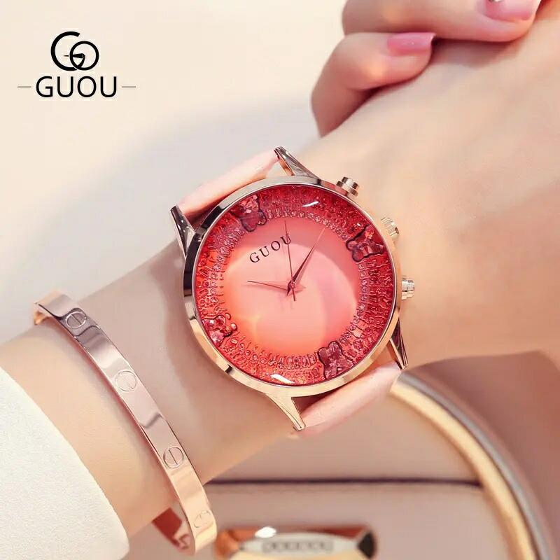 MICHELE 高級腕時計 レディース　ピンク 送料無料 GUOU レディース 腕時計 ブランド おしゃれ ピンク