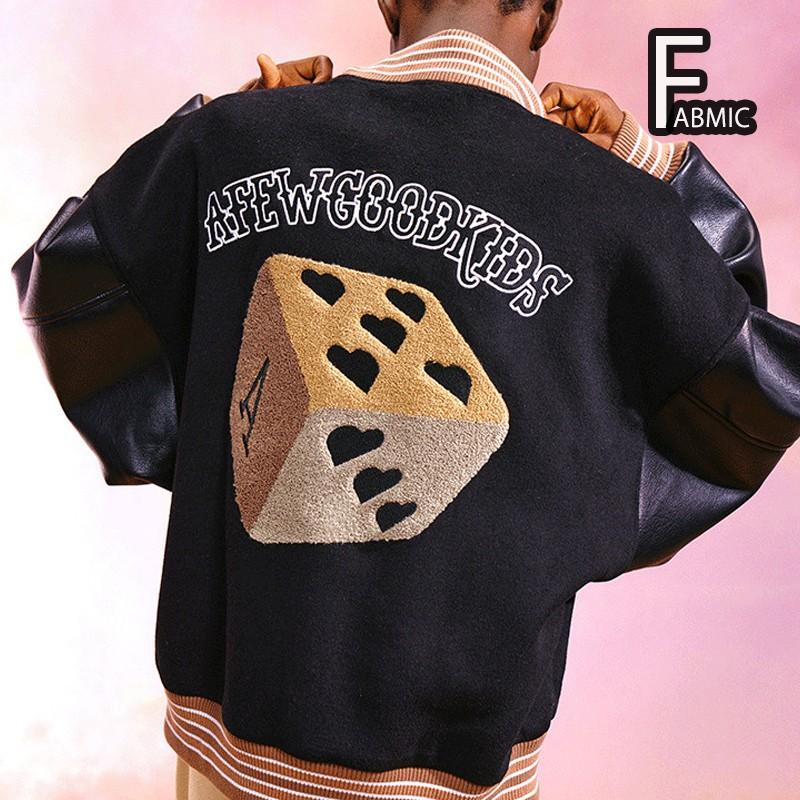 ✨希少✨APPLEBUM ストライプ ウール スタジャン ブラック L サガラワッペン刺繍 ビッグシルエットスタジャン ウールテック