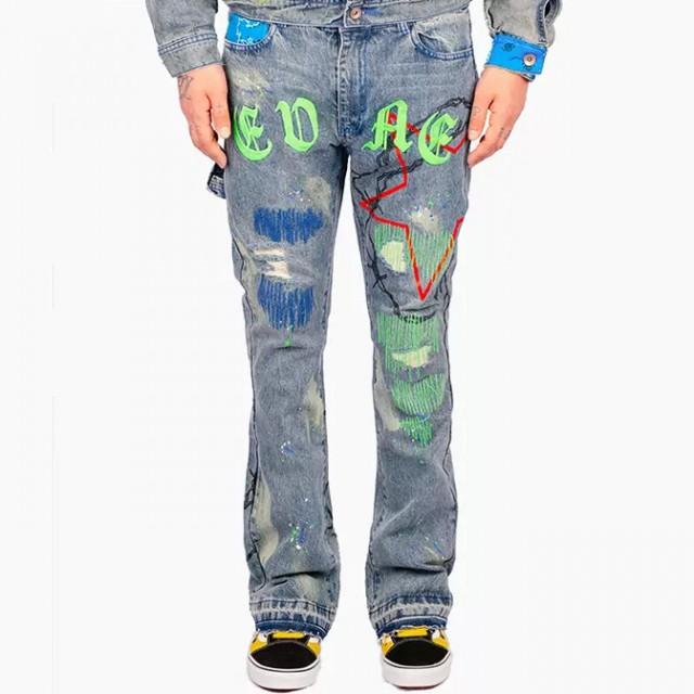 EVAE MOB × BLACK LUX PAINTING DENIM PANTS 刺繍 デニム パンツ Gパン Gパンツ クール ジーンズ ストリート ファッション エバーモブ |  | 01