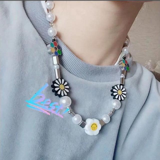 SALUTE サルーテ ネックレス Flower Smile Anarchy Necklace フラワー スマイリー ストリート ラッパー  ヒップホップ ストリートファッション