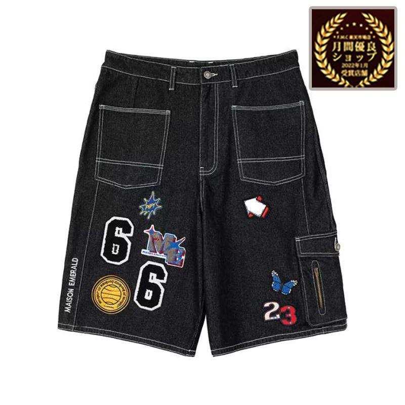 【レビューでプレゼント！】MAISON EMERALD メゾン エメラルド PATCHWORK DENIM SHORT PANTS パッチワーク  デニム ショート パンツ ハーフパンツ :MEP-99-BK:Vel Chesty - 通販 - Yahoo!ショッピング