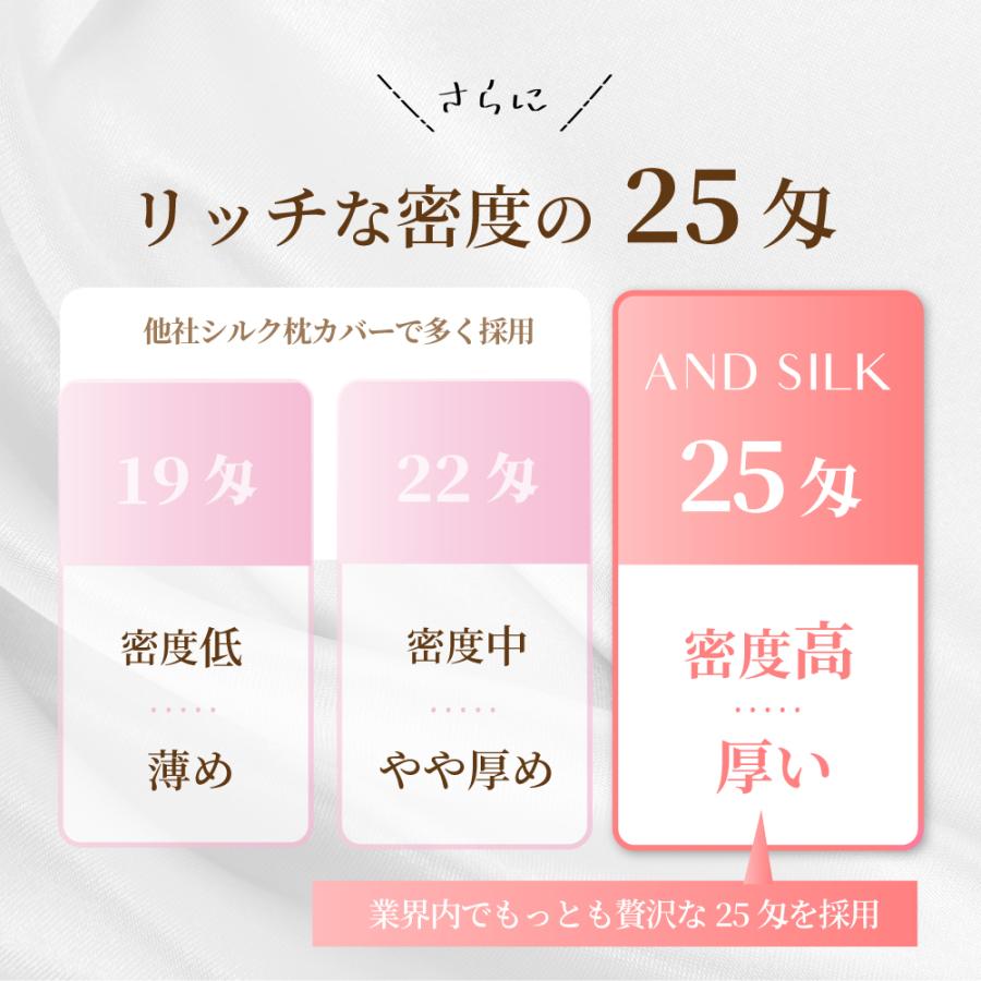 シルク 枕カバー 25匁 片面 髪 封筒 43×63cm 6A 枕カバー シルク 100％ 洗える 効果 日本企画 最高級 滑りにくい 高密度 美髪 美容 美肌 ギフト ANDSILK |  | 10