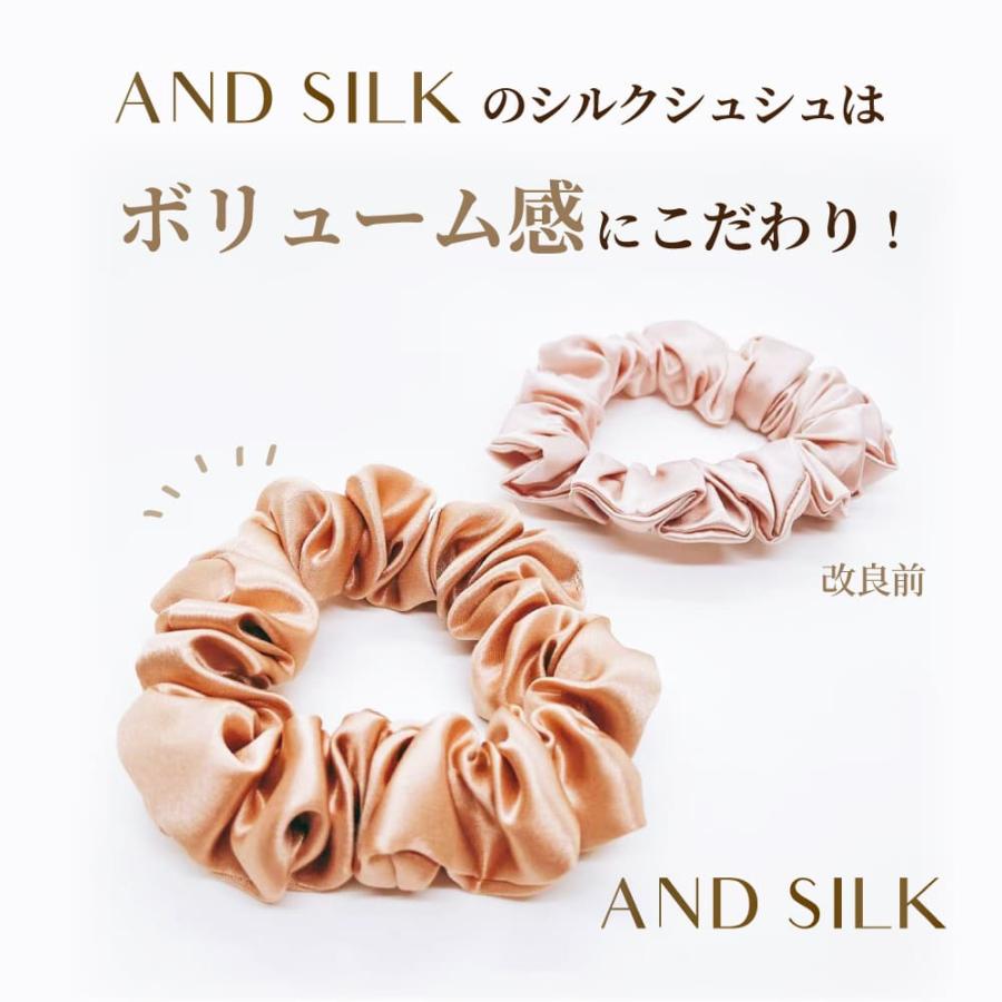 シルク シュシュ 【ボリューム25mm】シルク100% 6A 25匁 大人っぽい 小さめ シンプル ボリューム ヘアゴム ANDSILK 黒 髪にやさしい ヘアアクセサリー｜fabomi｜02