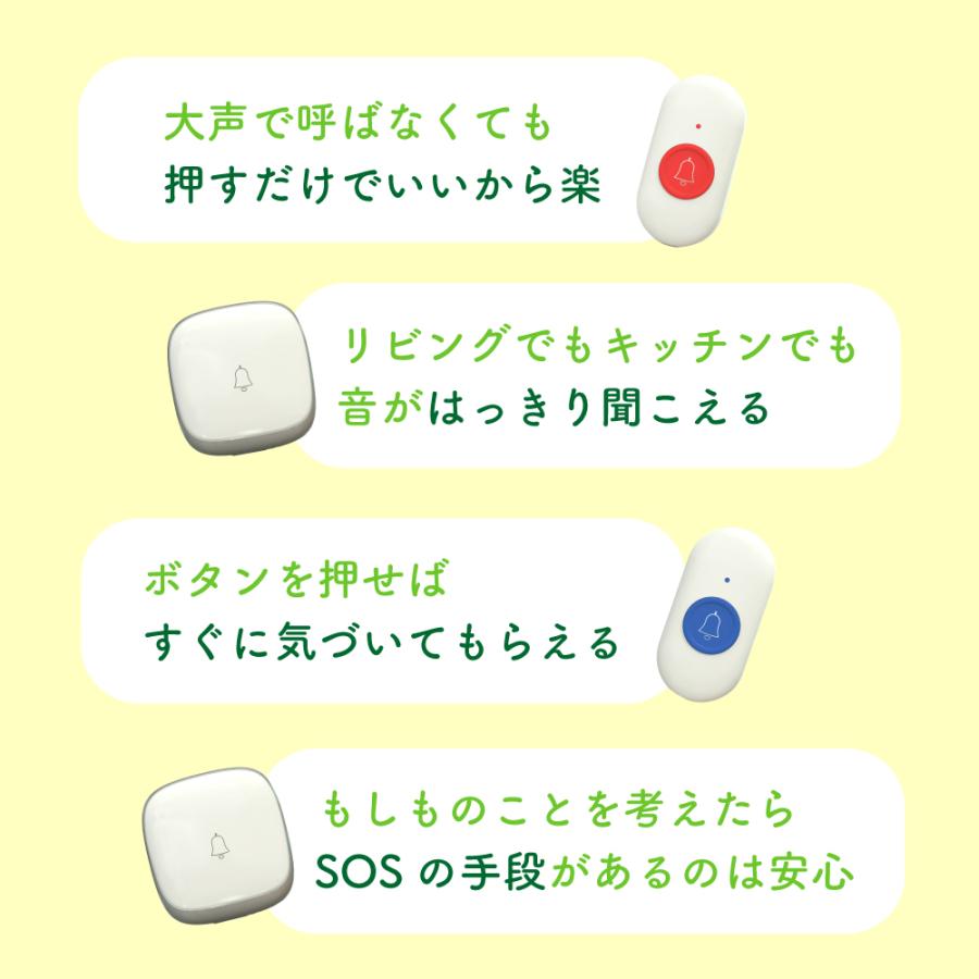 ナースコール 呼び出しベル ボタン2個セット 介護 家庭用 ワイヤレス