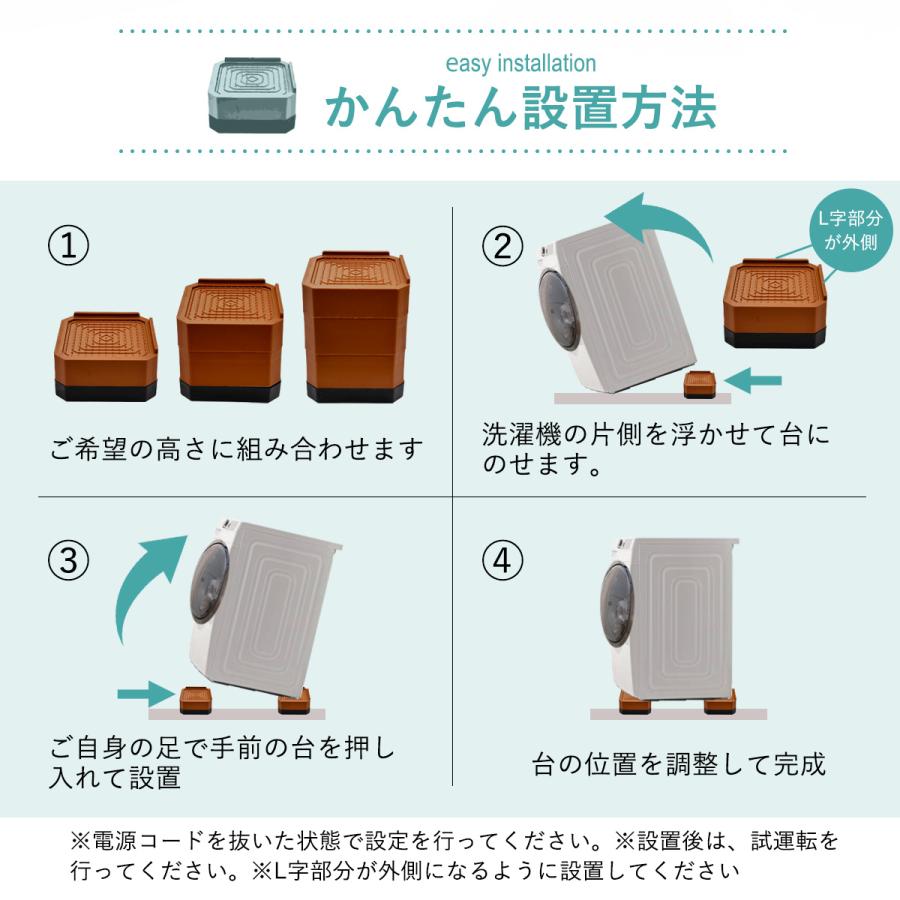 かさあげ台 洗濯機 (1段・4個入り）置き台 防振 防振ゴム10cm 置き場