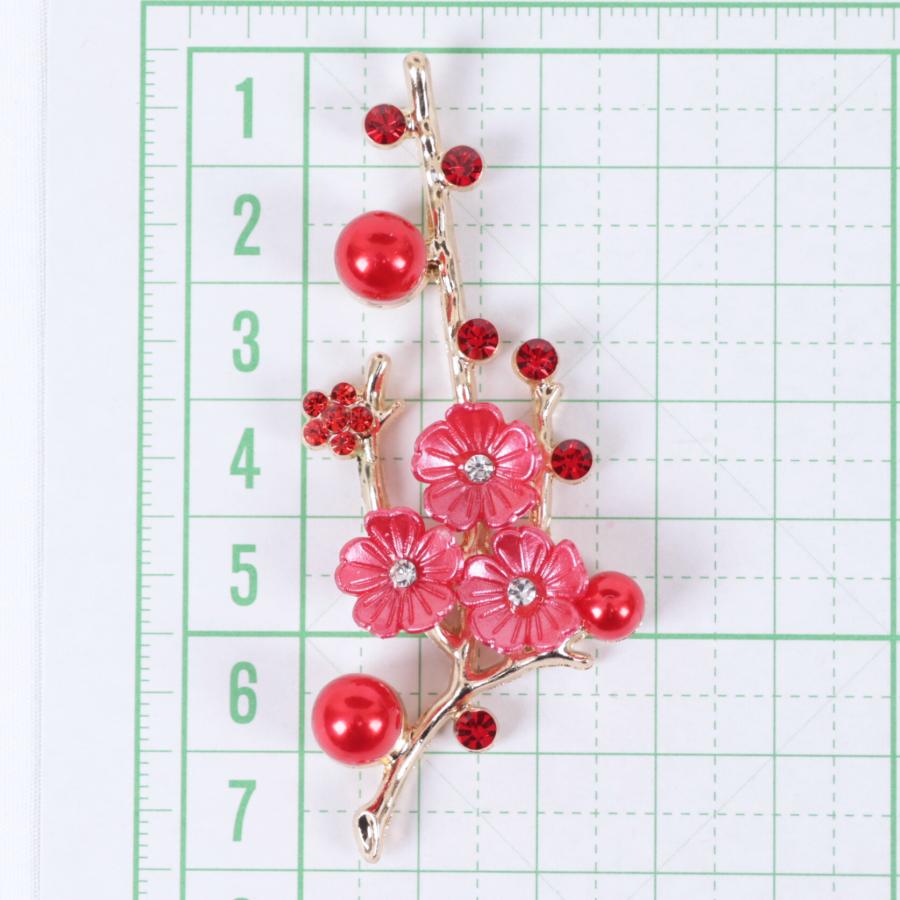 完売終了】パーツ 梅の花 枝 金属 ビジュー イミテーション