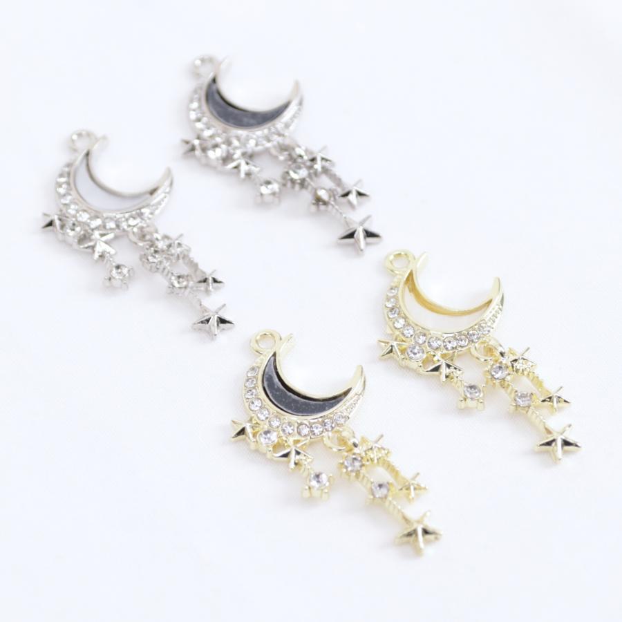 完売終了】パーツ 月と揺れる星 シルバー ゴールド アクセサリー