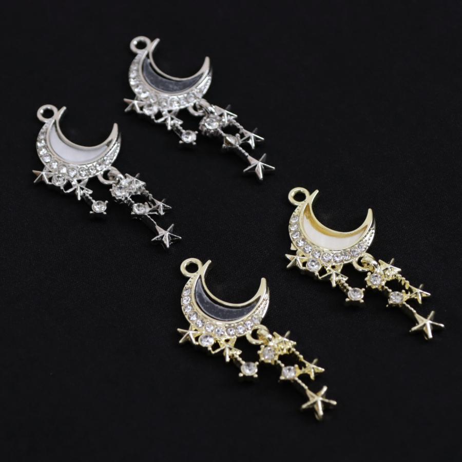 完売終了】パーツ 月と揺れる星 シルバー ゴールド アクセサリー