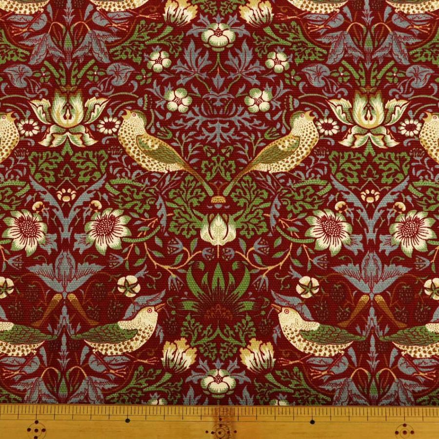 生地 50cm単位 オックス ウィリアムモリス いちご泥棒 (ワインレッド