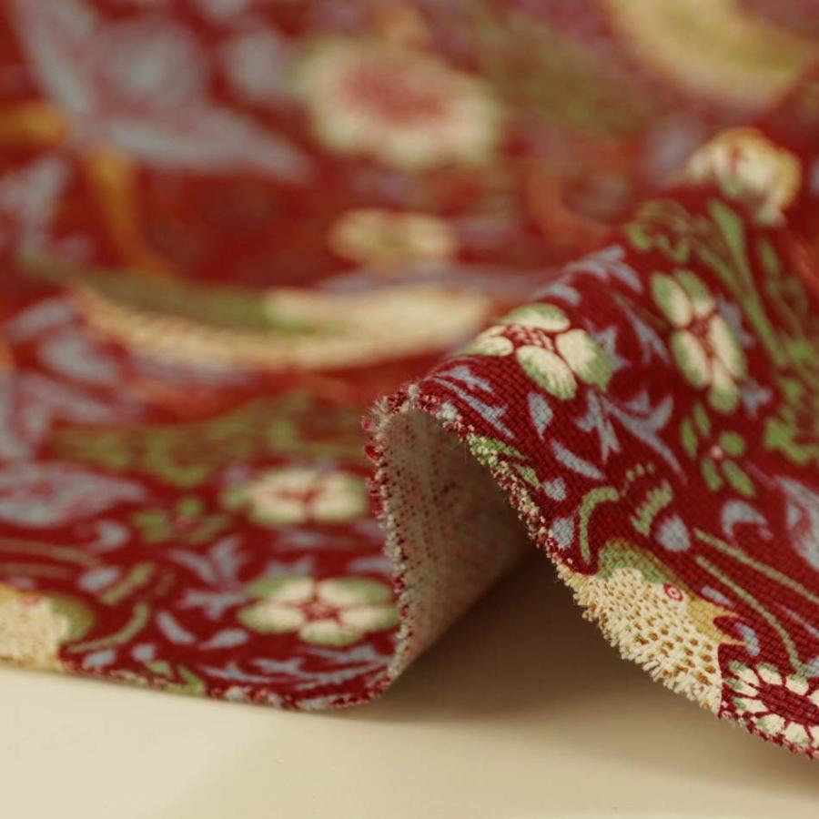 生地 50cm単位 オックス ウィリアムモリス いちご泥棒 (ワインレッド