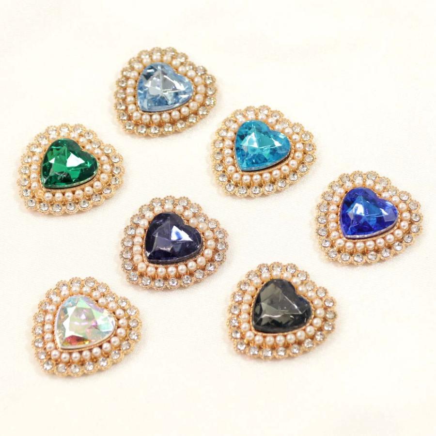 完売終了】ビジューチャーム ハート パールとストーン アクセサリー