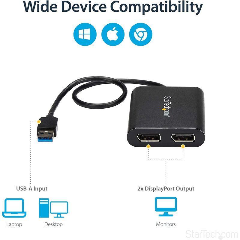 StarTech.com USB 3.0 - デュアルDisplayPortアダプタ 4K/60Hz USB 3.0 (5Gbps) USB USB com デュアルDisplayPortアダプタ 4K/60Hz 5Gbps