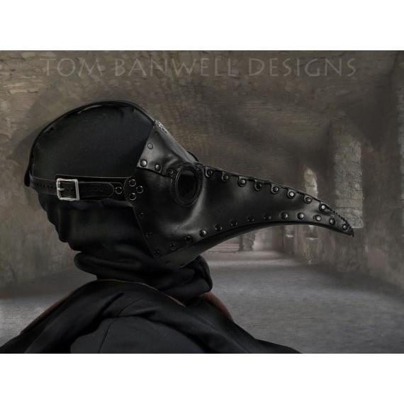 本革製 ペストマスク TomBanwellDesigns シュナーベル ブラック 黒 スチームパンク ペスト医師 フリーサイズ メンズ レディース 共通 大人用 ペストマスク シュナーベル フリーサイズ
