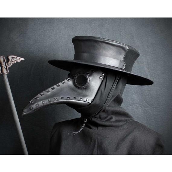 本革製 ペストマスク TomBanwellDesigns シュナーベル ブラック 黒 スチームパンク ペスト医師 フリーサイズ メンズ レディース 共通 大人用 ペストマスク シュナーベル フリーサイズ