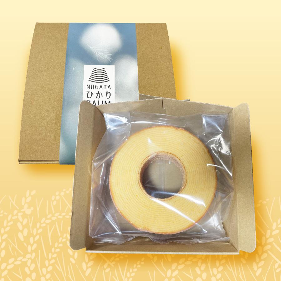 送料無料 青木農場 新潟 グルテンフリー コシヒカリ 玄米粉 バウムクーヘン NIIGATAひかりBAUM（ソフト）2個 化粧箱付 ばうむ バウム ケーキ プレゼント 冷蔵便 |  | 04