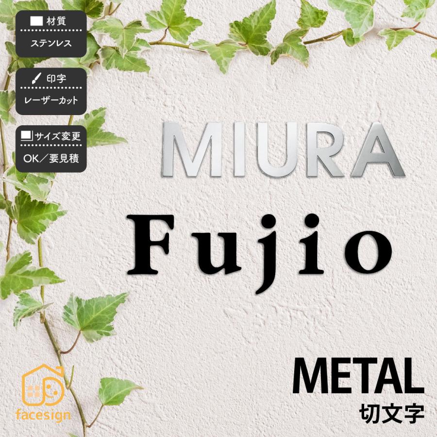 福彫 表札 おしゃれ 送料無料 ステンレス 戸建 おすすめ モダン シンプル 福彫 METAL 切文字 | 