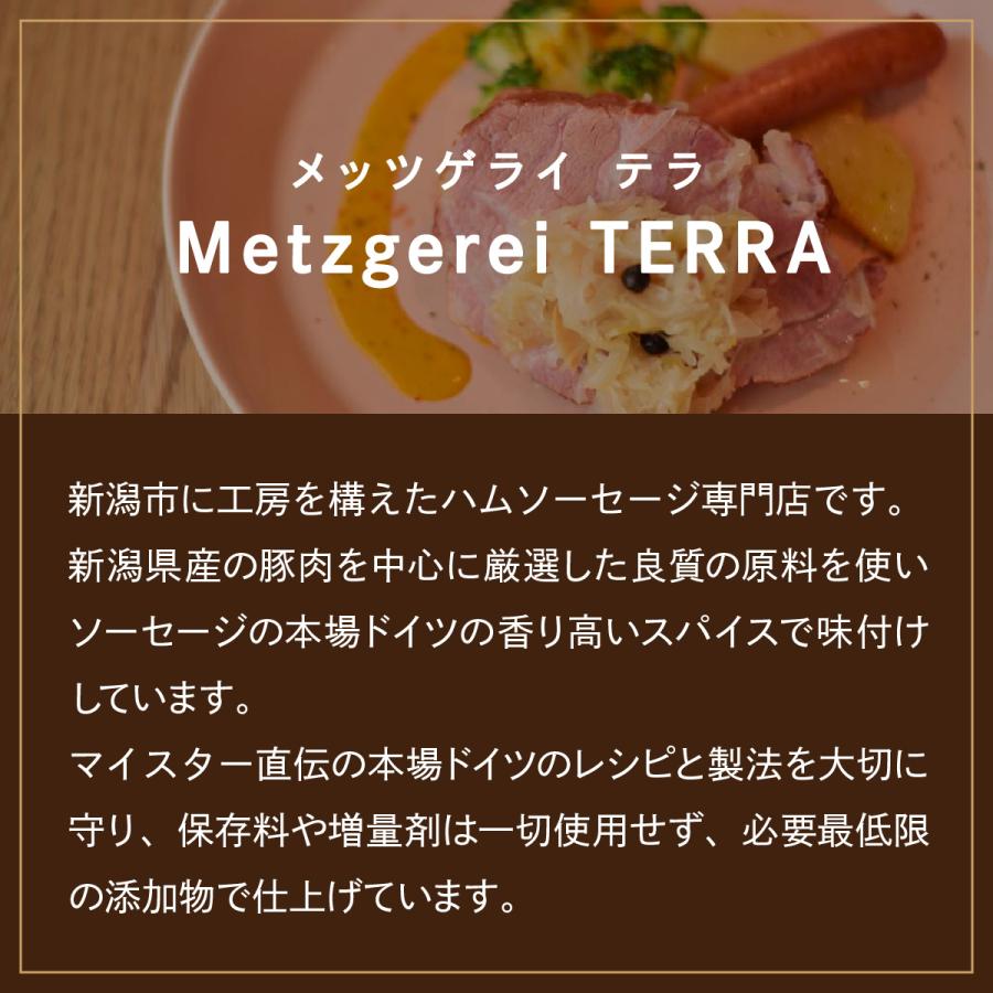 送料無料 新潟の自家製ドイツハムソーセージ専門店 メッツゲライ テラ メインディッシュグリルセット 新潟ベーコン厚切りスライス ザウマーゲン |  | 08