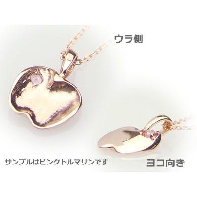 アップル りんご 天然誕生石ペンダント K10ピンクゴールド ピンクトルマリン ネックレスチェーン付き_1