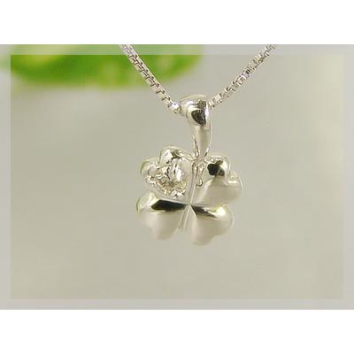 専用　ホワイトゴールド　10WG 四つ葉のクローバーネックレス　ダイヤモンド 四つ葉のクローバー誕生石ペンダント ホワイトゴールド