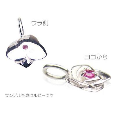 ローズ 薔薇 天然誕生石ペンダント プラチナ ダイヤモンド ネックレスチェーン付きの画像