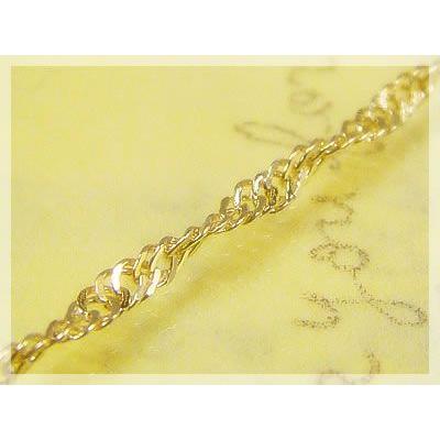 スクリューチェーンブレスレット 長さ18cm：幅1.3mm イエローゴールド 