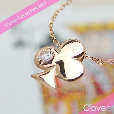トランプクローバー天然誕生石ペンダント K10ピンクゴールド ムーンストーン ネックレスチェーン付き