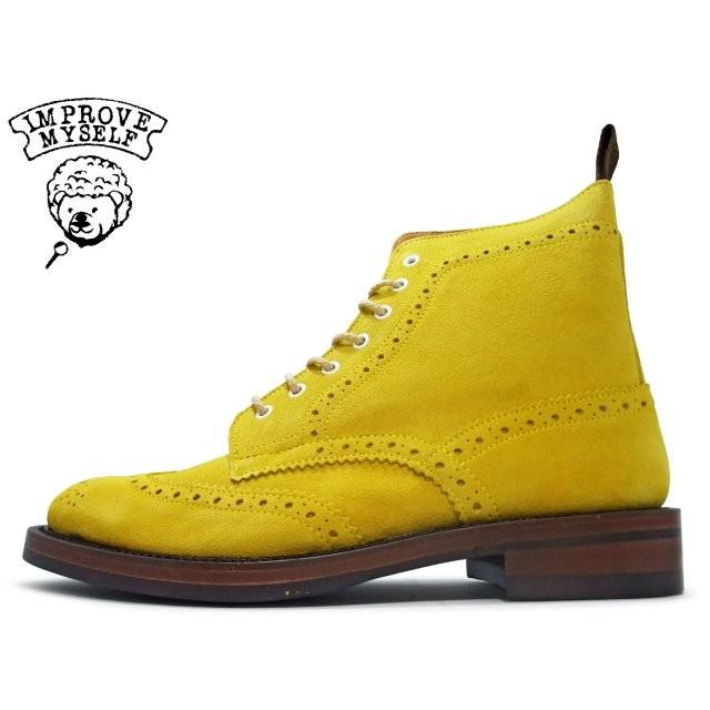 ウイングチップ スエード ブーツ IMPROVE MYSELF インプルーブ マイセルフ WINGTIP BOOT IM 916 YELLOW SUEDE イエロー Made in Japan メンズ