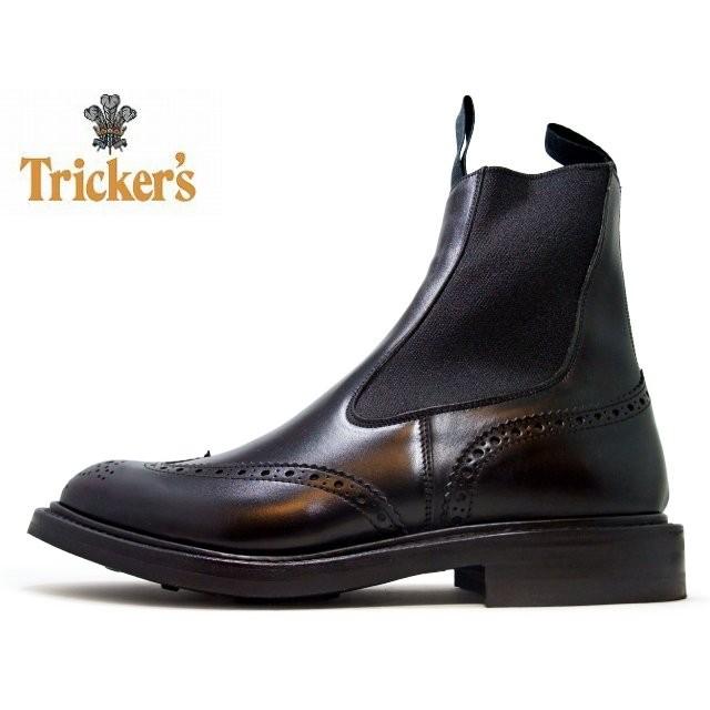 トリッカーズ サイドゴア Tricker's SIDE GORE BOOTS サイドゴアブーツ m2754 BLACK BOX CALF ブラックボックスカーフ ダイナイトソール ウィングチップ｜facetofacegold