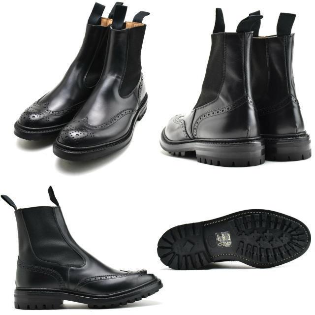 トリッカーズ サイドゴア ブーツ Tricker's M2754 ブラック コマンドソ−ル ビジネスシューズ ドレスシューズの画像