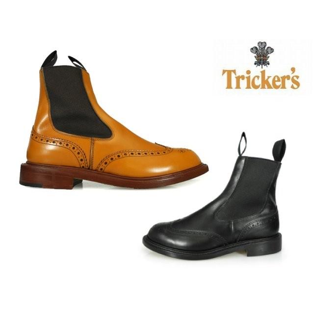 トリッカーズ レディース ウィングチップ サイドゴアブーツ TRICKER'S ACON BLACK SIDEGORE BOOT レザーソール L2754 エーコン ブラック｜facetofacegold